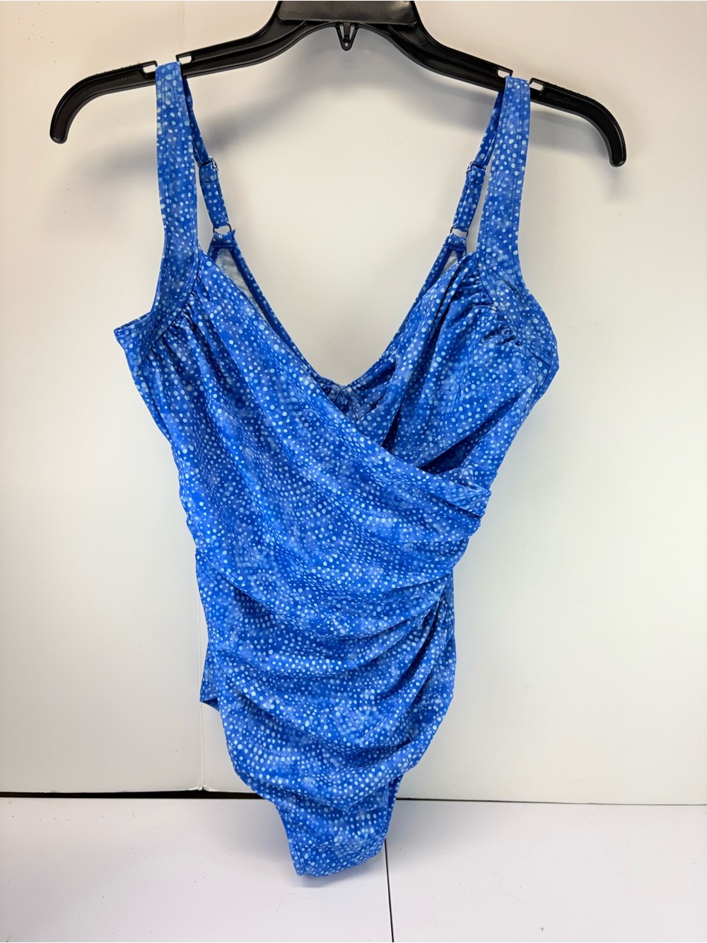 Miraclesuit x Talbots Blue Polka Dot One Piece Swimsuit Firm Control Womens 14
